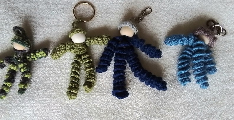 Wriggly Worm Soldier keyring The Longest Yarn image 1