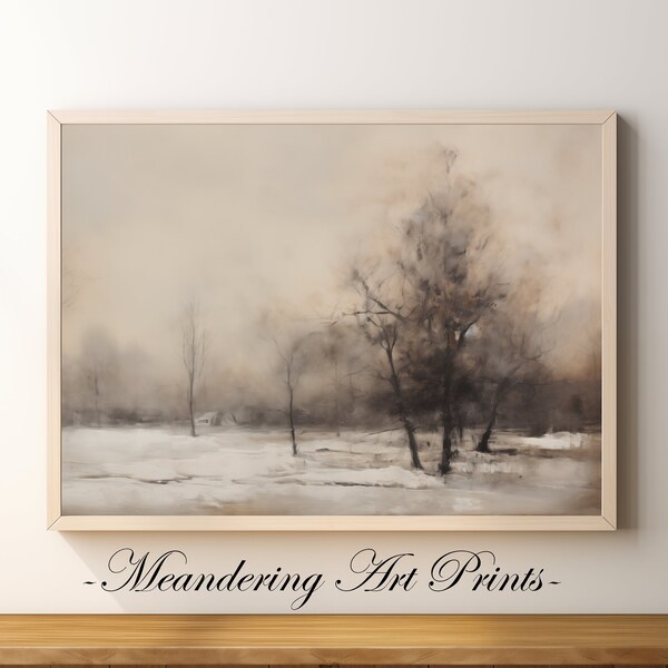 Snowy Serenity: 19th Century Winter Landscape | Digital Wall Art V-5