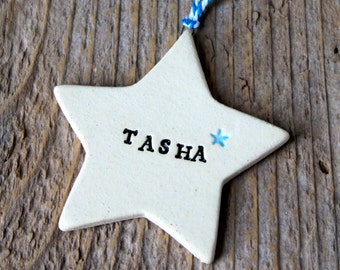 Personalized Star Pottery Ornament - Free Domestic Shipping for Ornaments