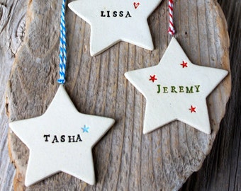 Personalized Star Pottery Ornament - Free Domestic Shipping for Ornaments