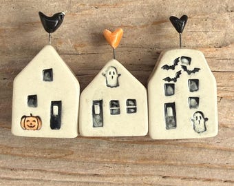 Halloween Ceramic Miniature Houses - Pre- Order - Ship First Week of October - See ‘Item Details’ for full description