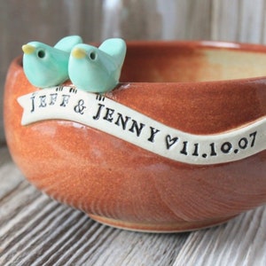 Handmade Custom Love Bird Anniversary Bowl Made-To-Order 4 to 6 Weeks for Delivery Wedding Gift Anniversary Gift image 1