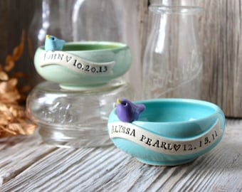 Small Personalized Birthday Bird Bowl - 4 to 6 Weeks for Delivery  - Mother's Day Gift - Spring Gift