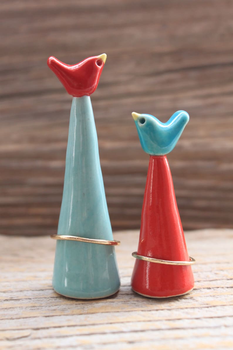 Custom Handmade Bird Pottery Ring Cone Ship in One to Two Weeks Mother's Day Gift Spring Gift Mother's Day Gift image 2