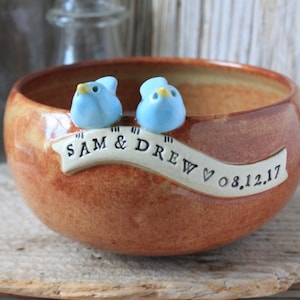 Custom-Made Love Birds Wedding Bowl - 6 Weeks Production Time - See item description for details - Wedding Gift - Anniversary Gift