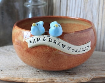 Custom-Made Love Birds Wedding Bowl - 6 Weeks Production Time - See item description for details - Wedding Gift - Anniversary Gift