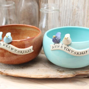 Handmade Custom Love Bird Anniversary Bowl Made-To-Order 4 to 6 Weeks for Delivery Wedding Gift Anniversary Gift image 2