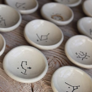 Small Zodiac Constellation Pottery Ring Dish - 5-7 Days to be ready to ship - Zodiac Birthday Gift - Pisces, Aries