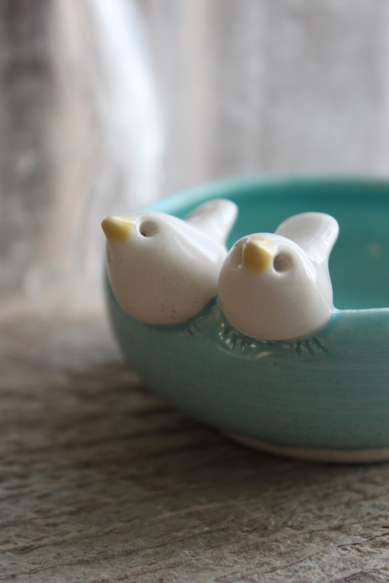 Custom-Made Love Birds Mini-Bowl 3 4 Weeks for Delivery Engagement Gift Mother's Day Gift Spring Gift image 1