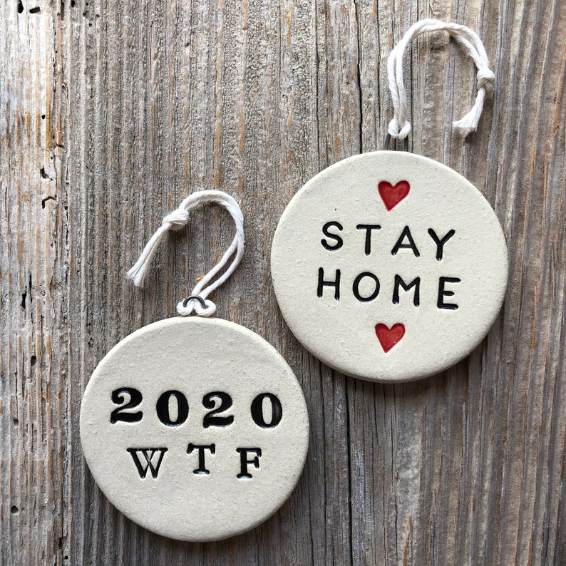 Handmade Pottery Stay Home Wall Plaque or Ornament Mothers Day Gift Free Domestic Shipping 1-2 weeks for delivery Mother/'s Day