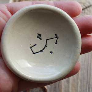 Small Zodiac Constellation Pottery Ring Dish 3-5 Days to be ready to ship Zodiac Birthday Gift Capricorn Gift, Aquarius Gift image 8