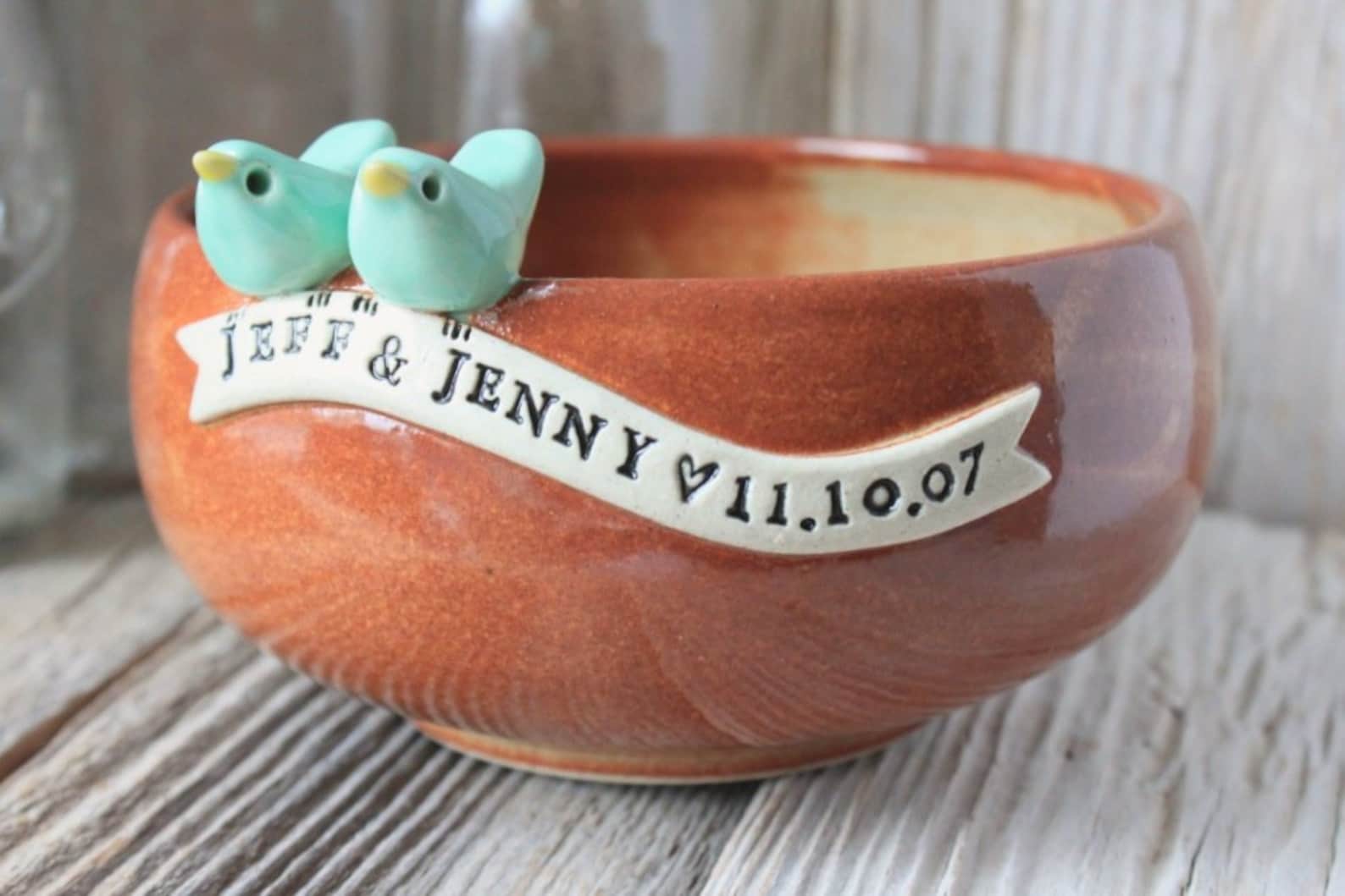 Custom-made Love Birds Anniversary Bowl - 6 Weeks Production Time - See ...