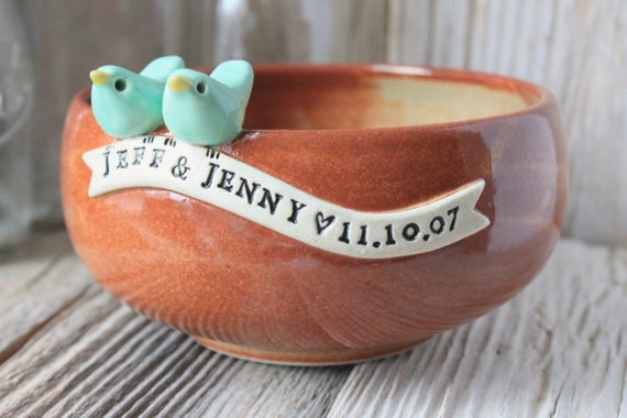 Custom-Made Love Birds Anniversary Bowl - 6 Weeks Production Time - See item description for details - Wedding Gift - Anniversary Gift