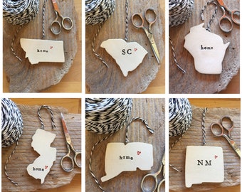 Custom State Pottery Ornament - 2-3 Weeks Turn-Around-Time - Free Domestic Shipping for Ornaments