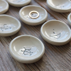 Small Zodiac Constellation Pottery Ring Dish 3-5 Days to be ready to ship Zodiac Birthday Gift Capricorn Gift, Aquarius Gift image 9