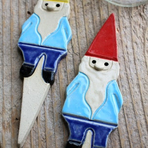 Handmade Pottery Gnome Garden Stake, Magnet or Ornament - Made-To-Order 2 Weeks to Ship Out - Garden Gnome Stake - Mother's Day Gift