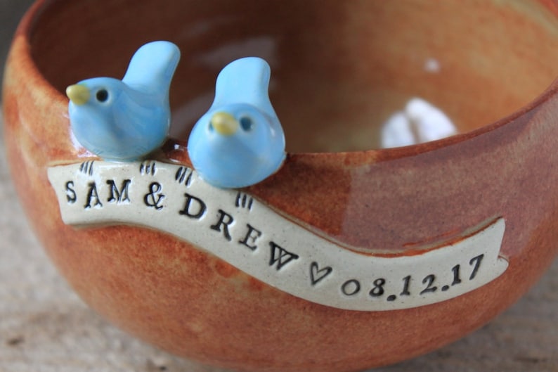 Custom-Made Love Birds Wedding Bowl - 6 Weeks Production Time - See item description for details - Wedding Gift - Anniversary Gift