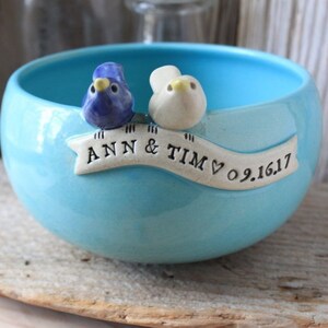 Handmade Custom Love Bird Anniversary Bowl Made-To-Order 4 to 6 Weeks for Delivery Wedding Gift Anniversary Gift image 6