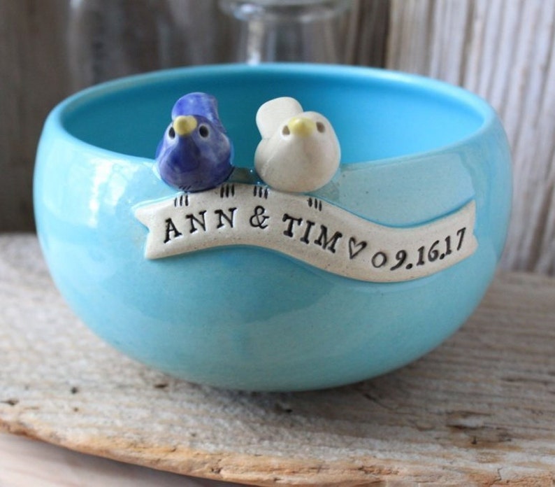 Handmade Custom Love Bird Anniversary Bowl Made-To-Order 4 to 6 Weeks for Delivery Wedding Gift Anniversary Gift image 6