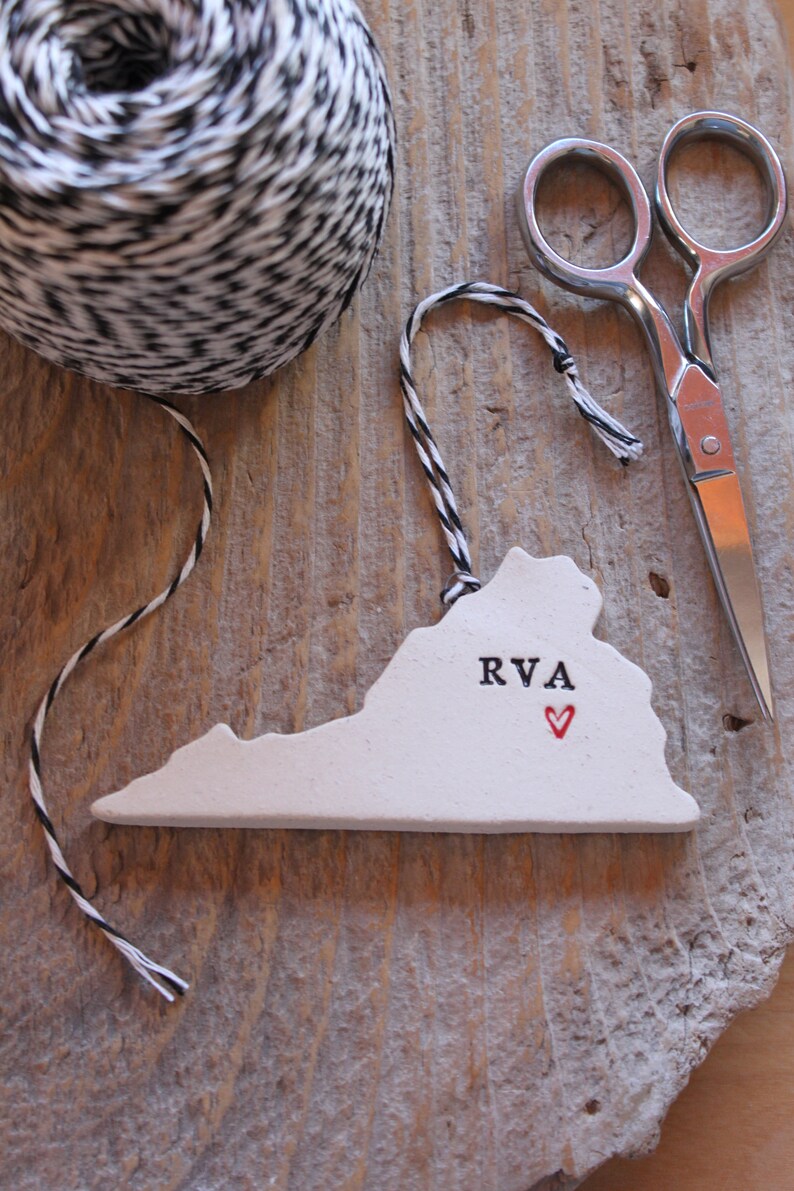 Virginia Pottery Ornament RVA or HOME Options Free Domestic Shipping for Ornaments Unique Christmas Gift image 2