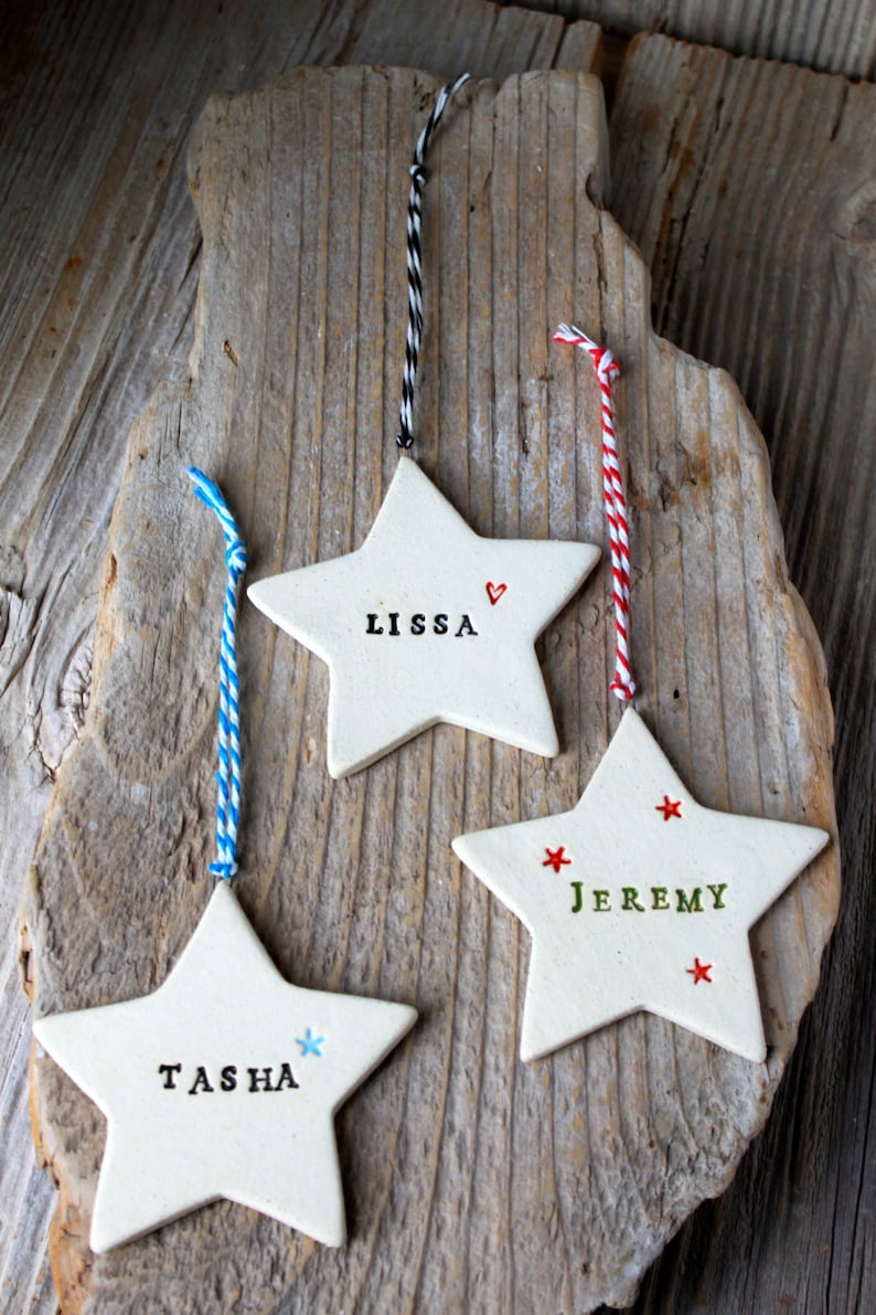 Personalized Star Pottery Ornament Free Domestic Shipping Etsy Denmark