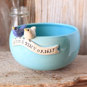 Handmade Custom Love Bird Anniversary Bowl Made-To-Order 4 to 6 Weeks for Delivery Wedding Gift Anniversary Gift image 7