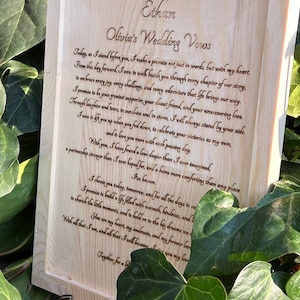 Personalized Wedding Vows Sign - Engraved Wood Vow Board - 5th Anniversary Gift - Custom Wedding Keepsake - Rustic Couple Gift