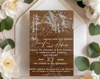 Inviti di nozze Mountain Wood: noce rustico, set personalizzato
