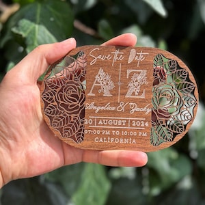 Bogen Hochzeitseinladungen | Personalisierte hölzerne Hochzeitseinladung Set | Aus Holz Save the Date | Terrakotta & Wildblumen Hochzeit einladen