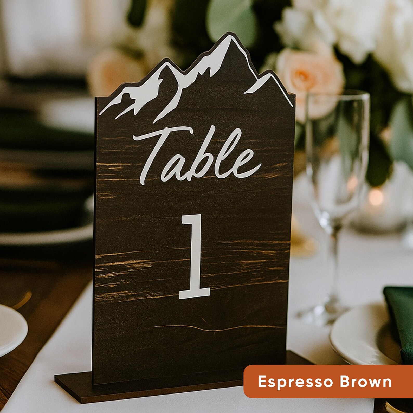 Mountain Wedding Table Numbers: Rustic Laser Engraved Wood Look - Etsy