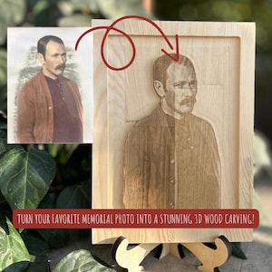 Custom Engraved Wood Photo: CNC Carved Family Portrait