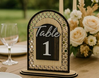 Rotan bruiloft tafelnummers | Boho lasergesneden houtdecor