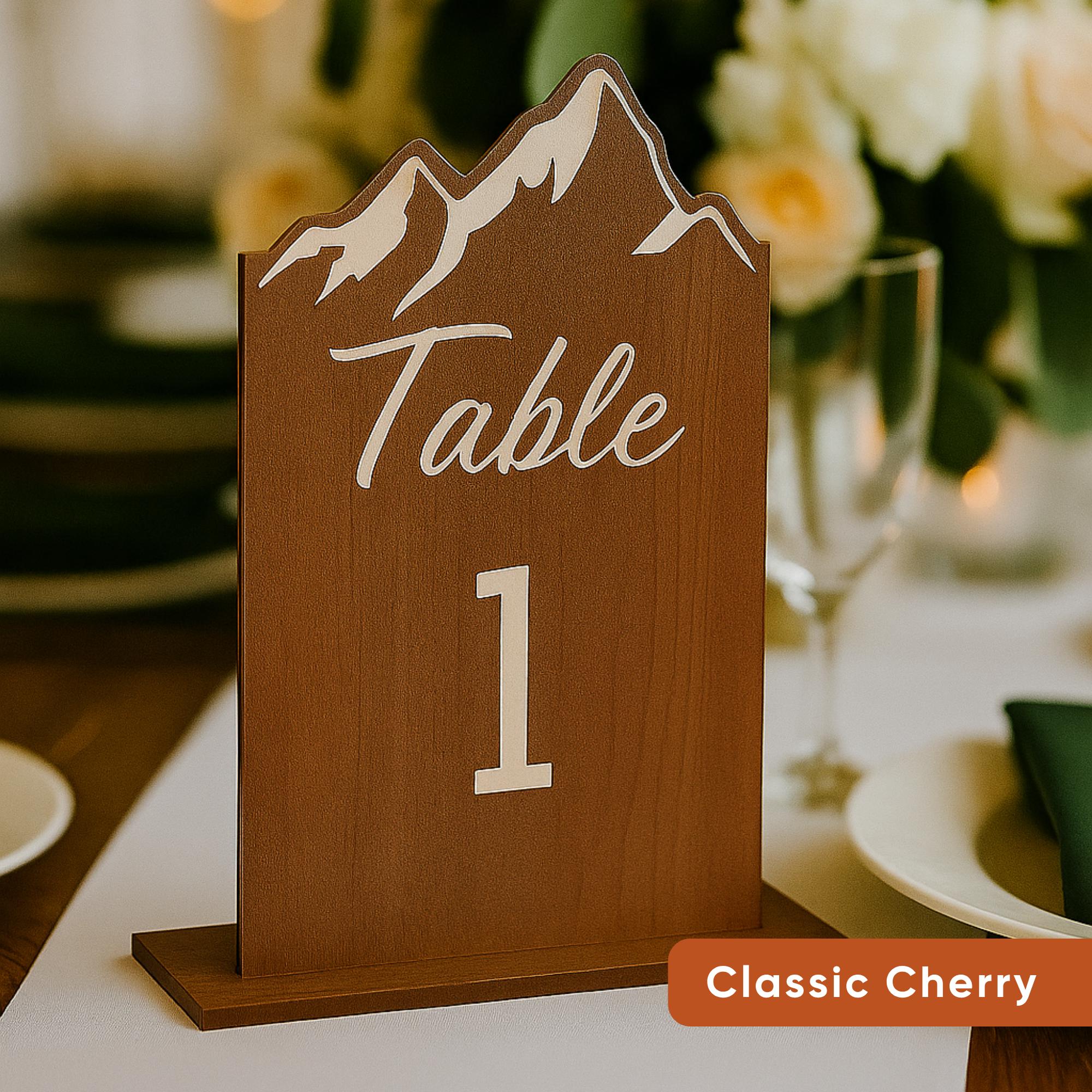 Mountain Wedding Table Numbers: Rustic Laser Engraved Wood Look - Etsy