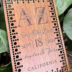 Réservez la date en bois découpé au laser | Faire-part de mariage rustique | Faire-part en bois personnalisé | Aimant de mariage gravé | Design bohème élégant