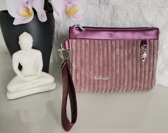 Clutch aus Cord mit Handschlaufe, Abendtasche, Kosmetiktasche, Party Clutch