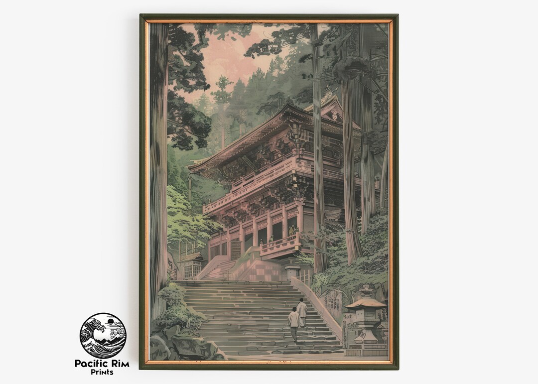 Shrine Forest Painting, Nature Artwork, Zen Wall Decor Shrine Forest Painting, Nature Artwork, Zen Wall Decor