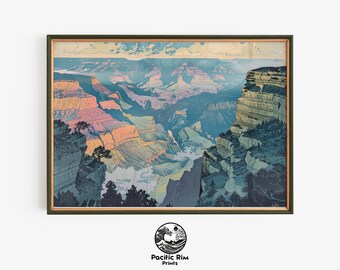 Vintage Print Japanese Garden Art, Retro Park Wall Decor, Nature