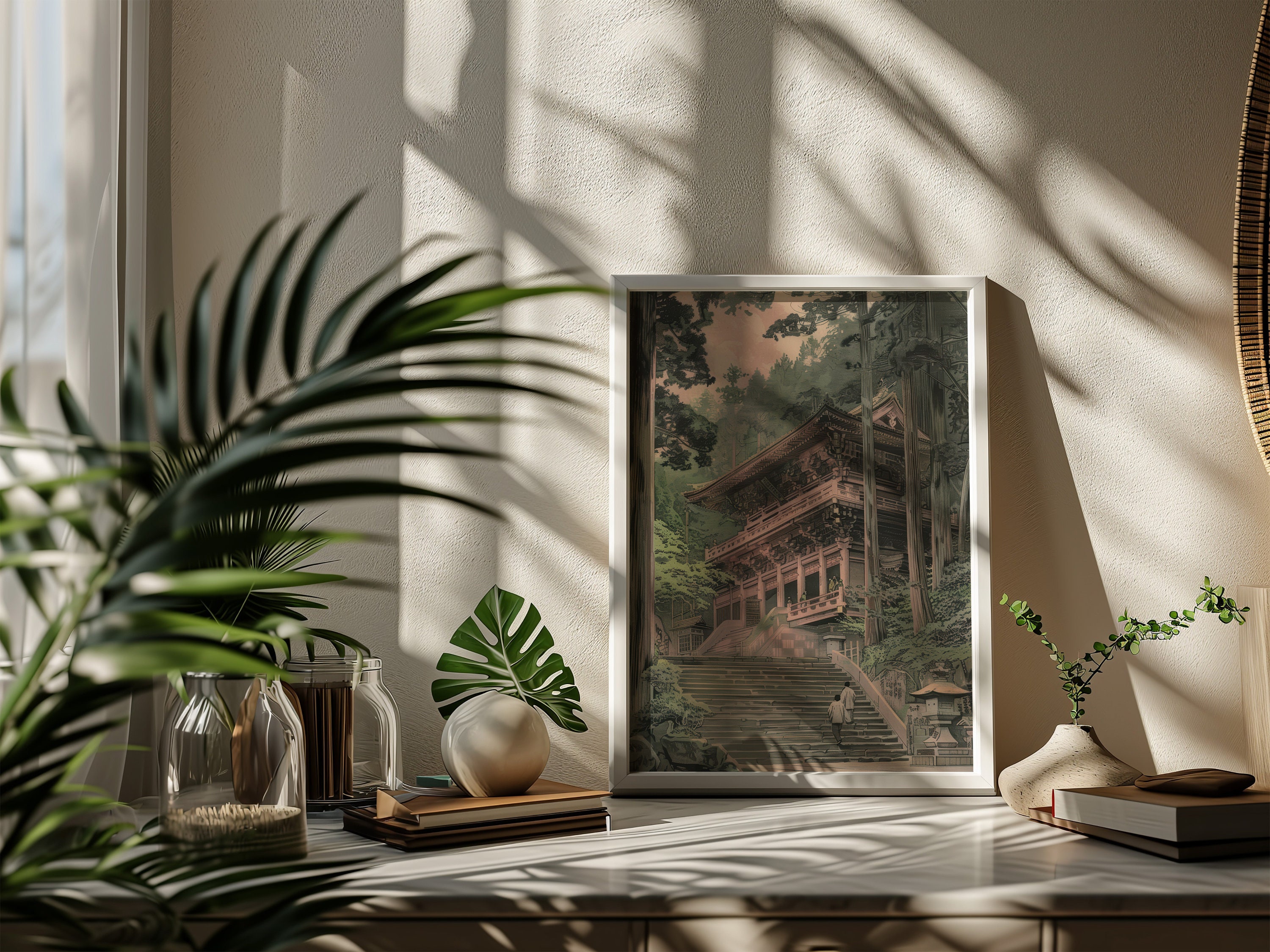 Shrine Forest Painting, Nature Artwork, Zen Wall Decor Shrine Forest Painting, Nature Artwork, Zen Wall Decor