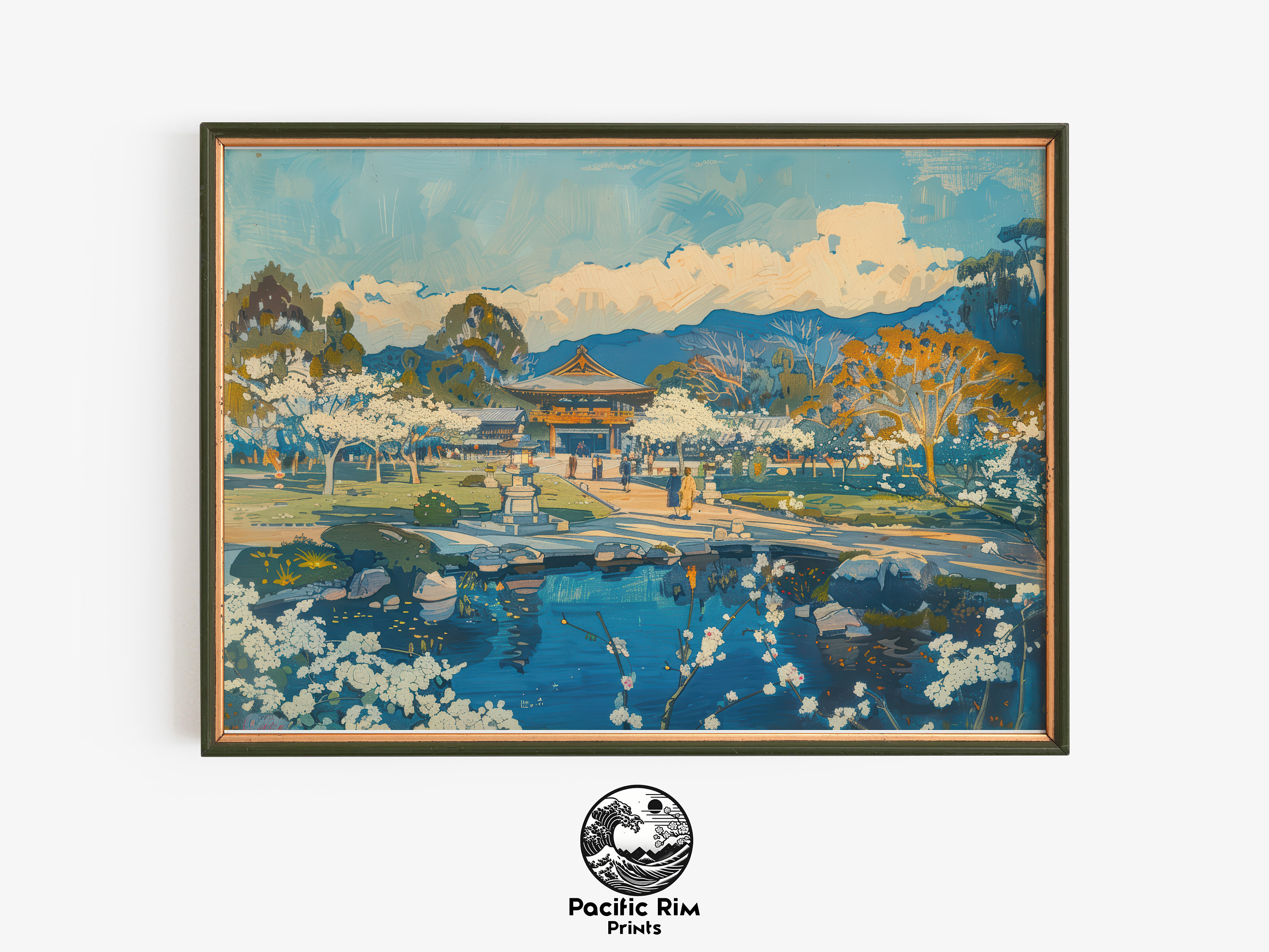 J: Schynoet 庭園の絵画 プリント ヴィンテージ Vintage Print Japanese Garden Art, Retro Park Wall Decor, Nature