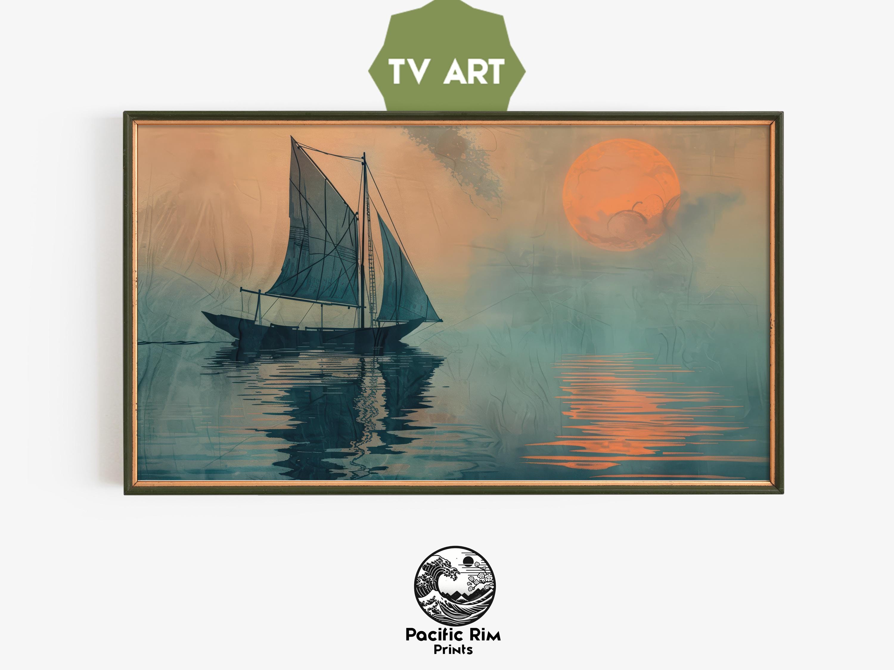 絵画　帆船　海　夕陽 il_1080xN.3248884579_34cz.jpg