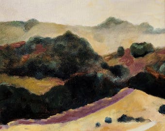 Landscape Painting of California Hills in Summer Print 6x6