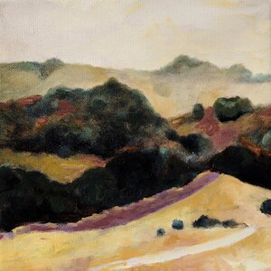 Landscape Painting of California Hills in Summer Print 6x6