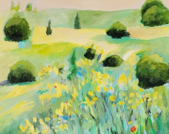 Paysage californien Original peinture à l'huile sur toile 16 x 20 pouces printemps 24
