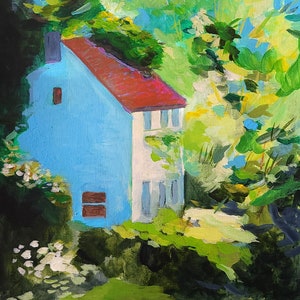 Original Landscape Painting Cottage in the Woods by Claire Whitehead