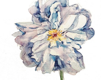 Flower botanical art print Peony watercolor print of original painting
