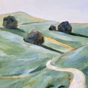 California Landscape Art Oaks and Trail Original Oil Painting Print Multiple Sizes