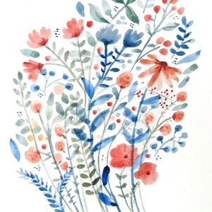 happy bouquet floral painting 8x10 print of original watercolor painting