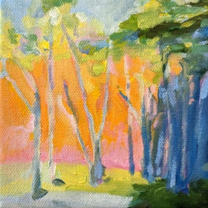 Print of Forest Landscape from original oil painting on canvas 8x8 archival art print