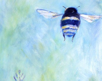 Bee Going Up Art Print of Original Painting by Claire Whitehead