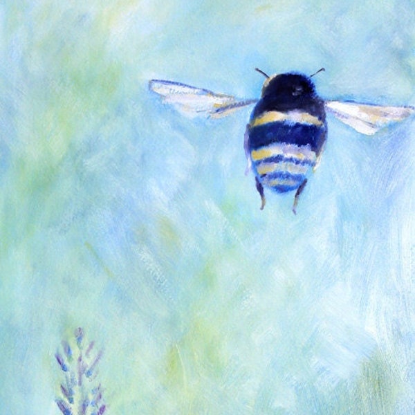 Bee Going Up Art Print of Original Painting by Claire Whitehead